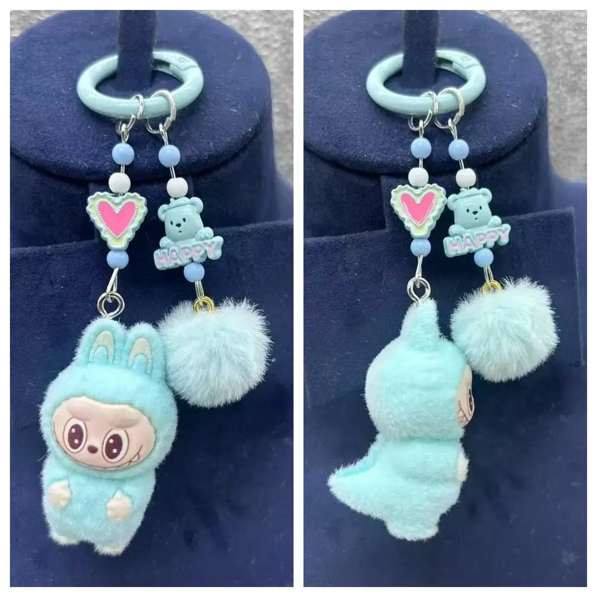 Labubu Luxe Premium Charm Keychain Light Blue Style 1 Plush Keychain