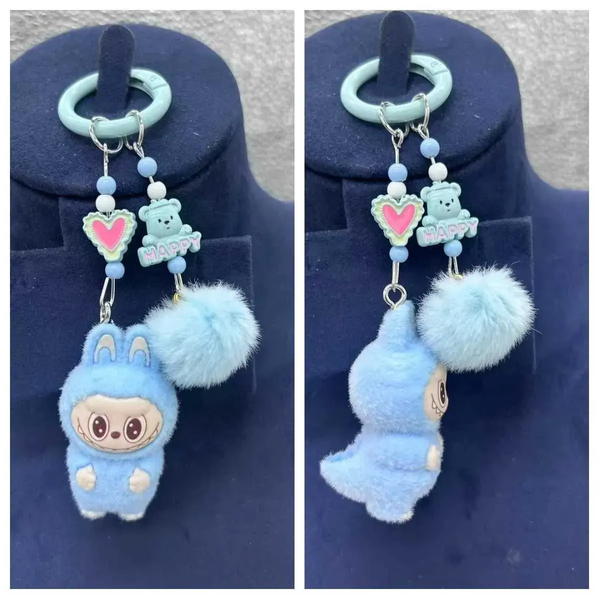 Labubu Luxe Premium Charm Keychain Blue Style 1 Plush Keychain