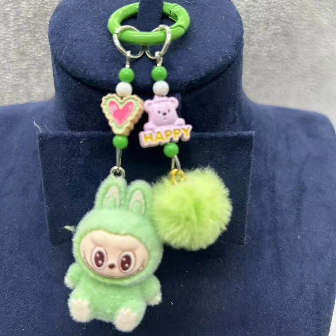 Labubu Luxe Premium Charm Keychain Green Style 2 Plush Keychain