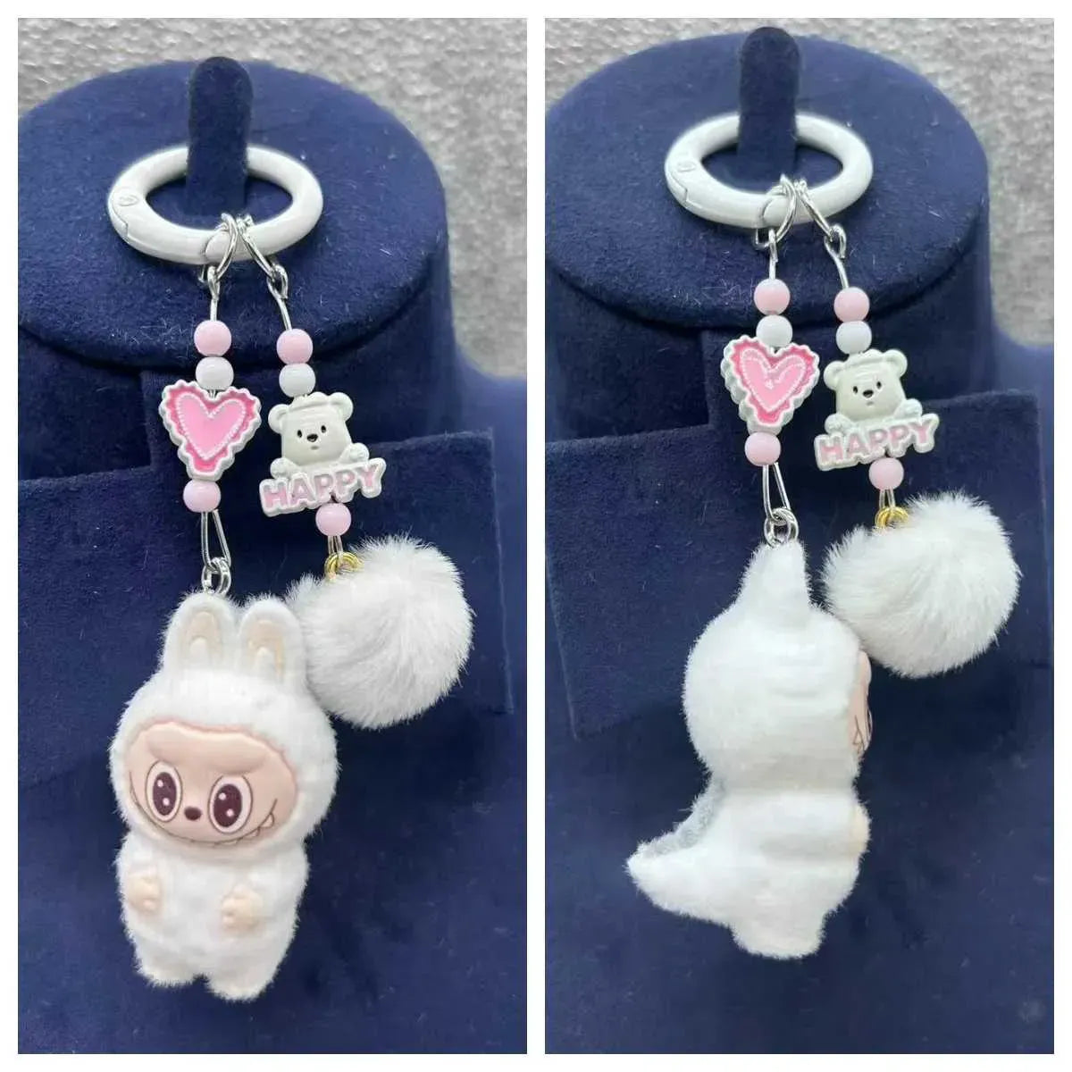 Labubu Luxe Premium Charm Keychain White Style 1 Plush Keychain