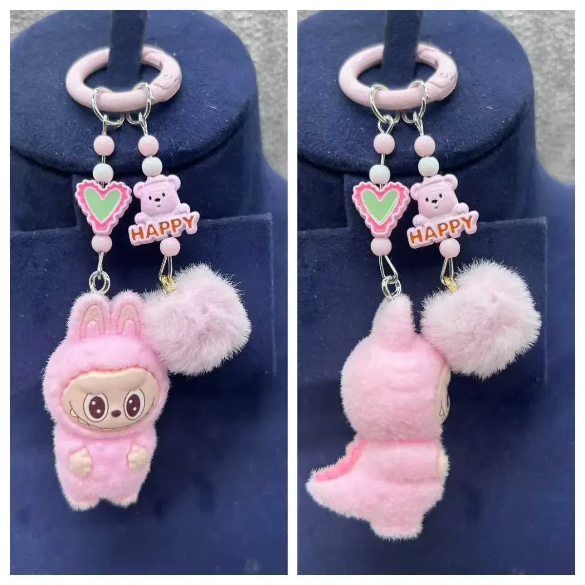 Labubu Luxe Premium Charm Keychain Pink Style 1 Plush Keychain