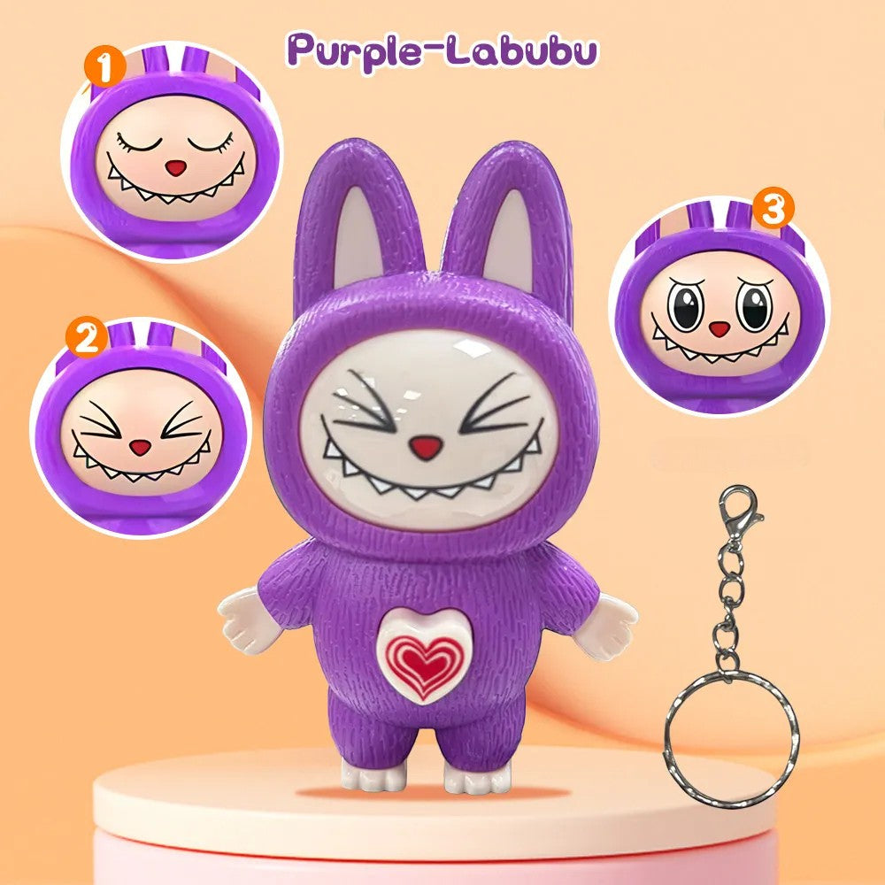 Labubu Monochrome Mood Swings Keychain Purple Expression Keychain