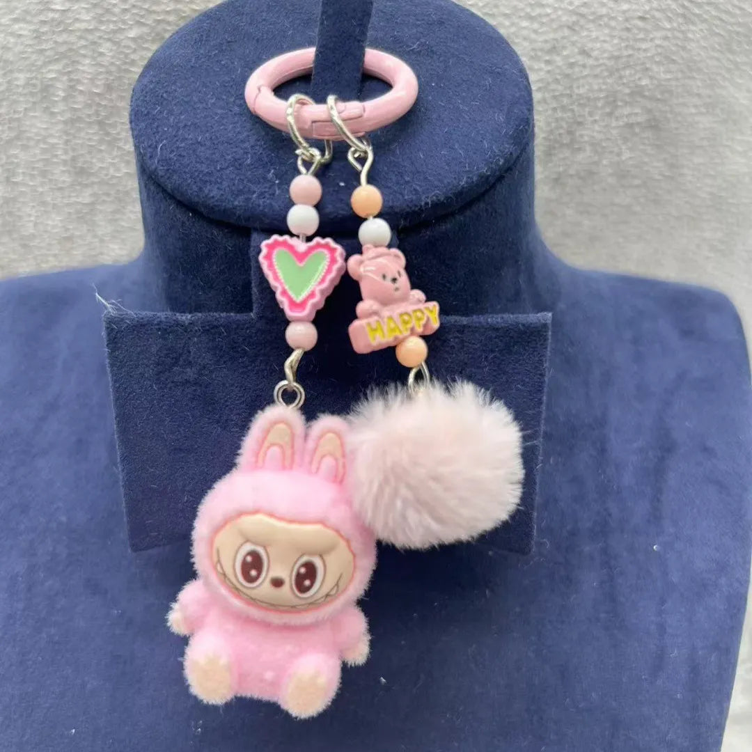 Labubu Luxe Premium Charm Keychain Pink Style 2 Plush Keychain