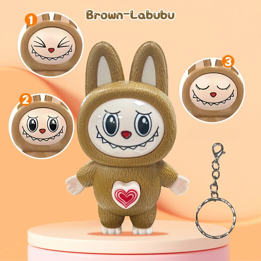 Labubu Monochrome Mood Swings Keychain Brown Expression Keychain