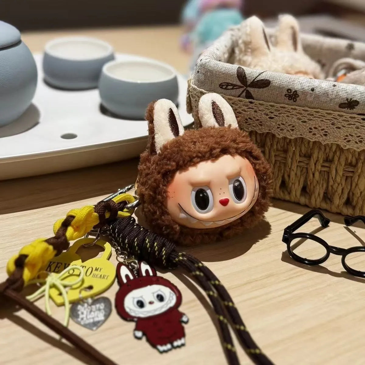 Labubu Gen 1 Macaron Big Head Keychain Plush Keychain