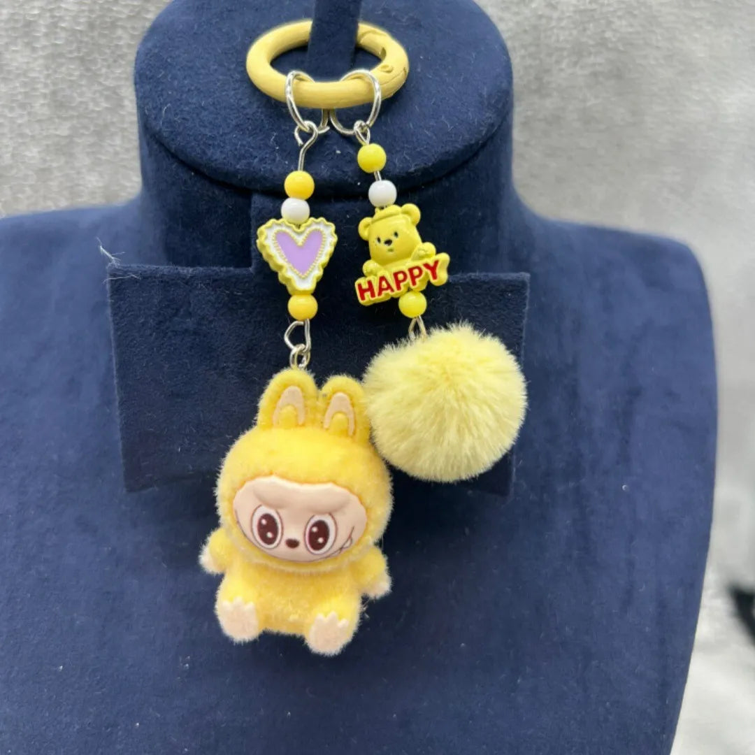 Labubu Luxe Premium Charm Keychain Yellow Style 2 Plush Keychain