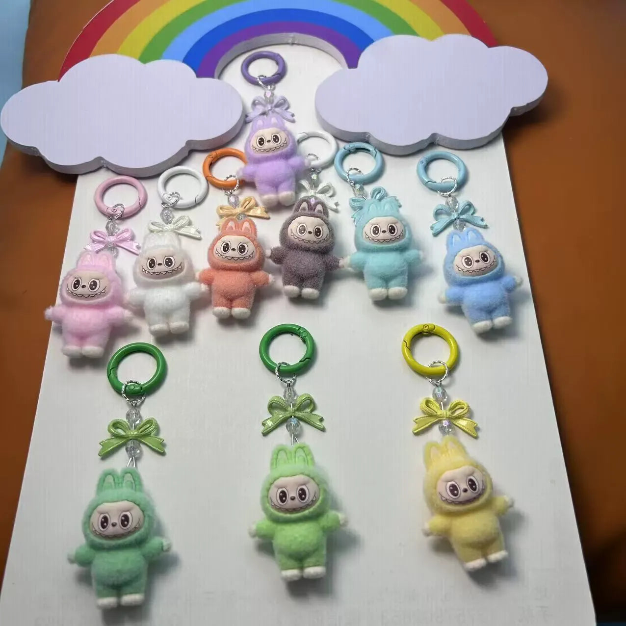 Labubu Crystal Bow Charm Keychain Plush Keychain