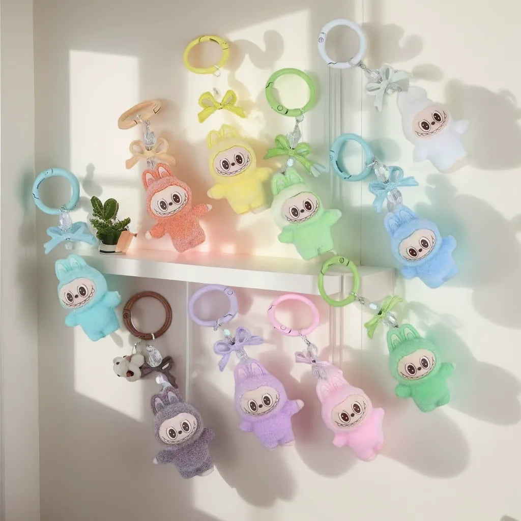 Labubu Crystal Bow Charm Keychain Plush Keychain