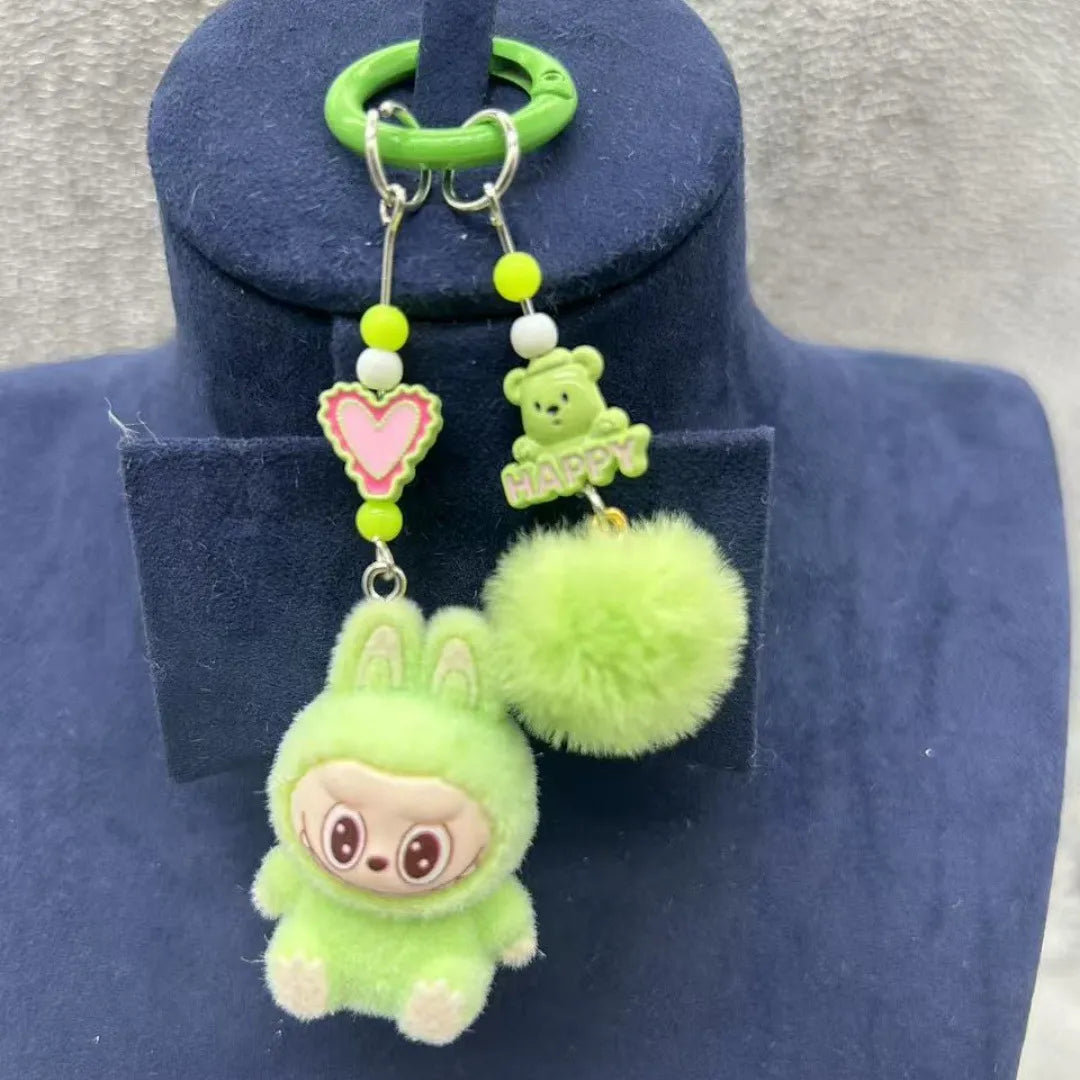 Labubu Luxe Premium Charm Keychain Light Green Style 2 Plush Keychain
