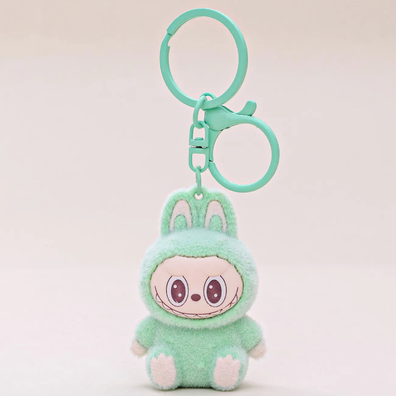 Labubu Have a Seat Mini Flock Keychain Green Plush Keychain