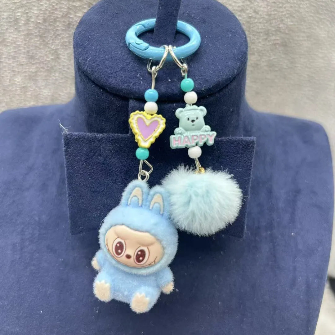Labubu Luxe Premium Charm Keychain Blue Style 2 Plush Keychain
