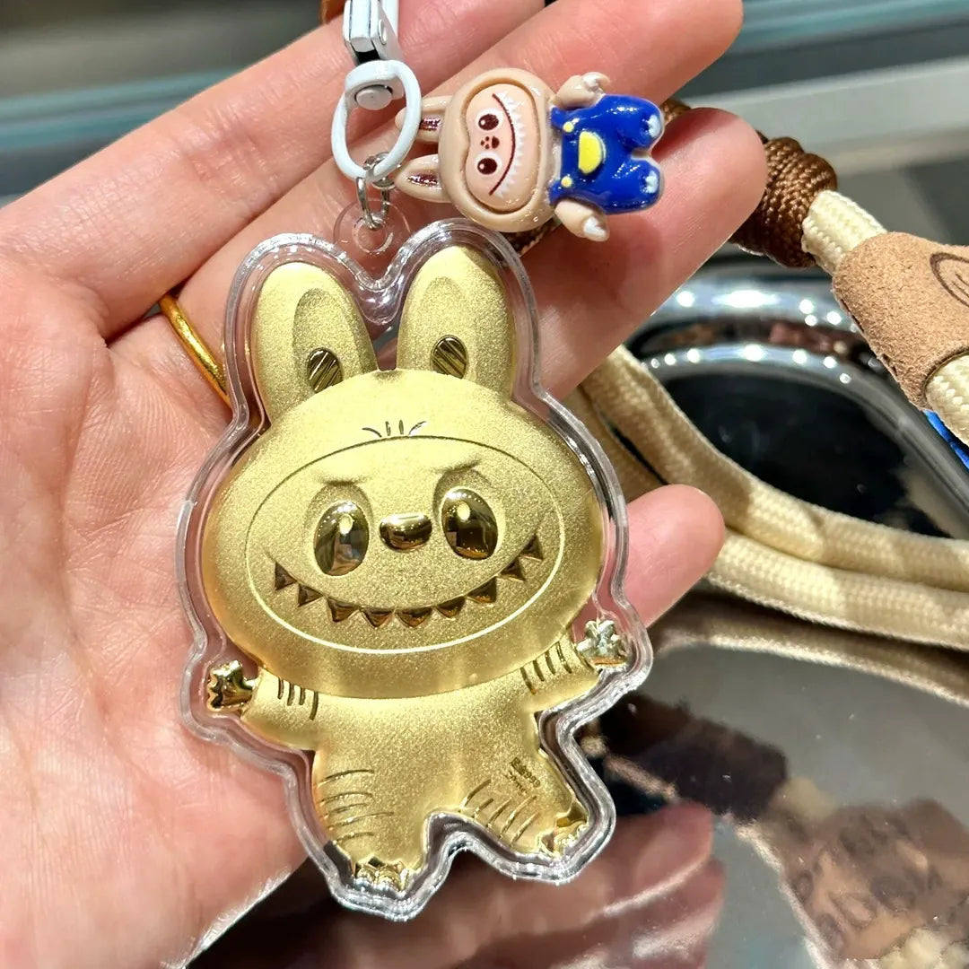 Labubu 20mg Gold Charm Keychain Metal Keychain