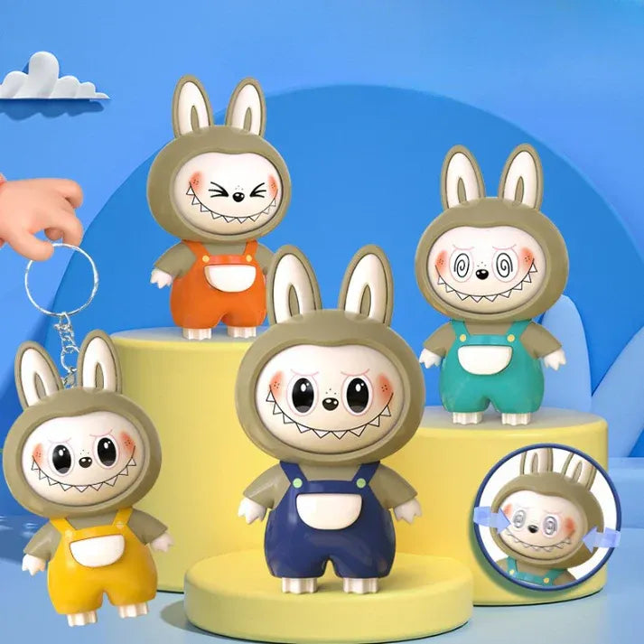 4 in 1 Mood Labubu Face Changing Keychain Expression Keychain