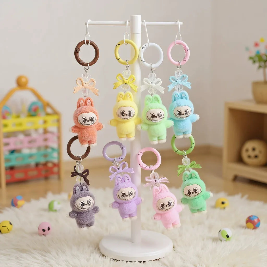 Labubu Crystal Bow Charm Keychain Plush Keychain