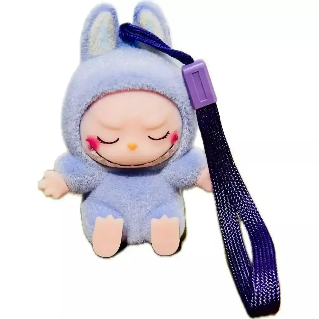 Labubu Minis Taking a Seat Pendant Blue 3D Keychain
