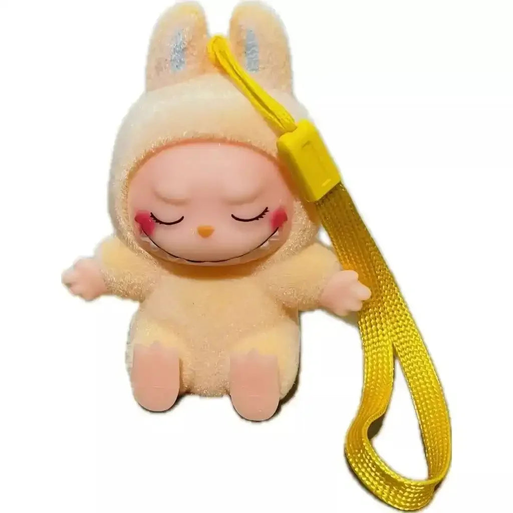 Labubu Minis Taking a Seat Pendant Beige 3D Keychain