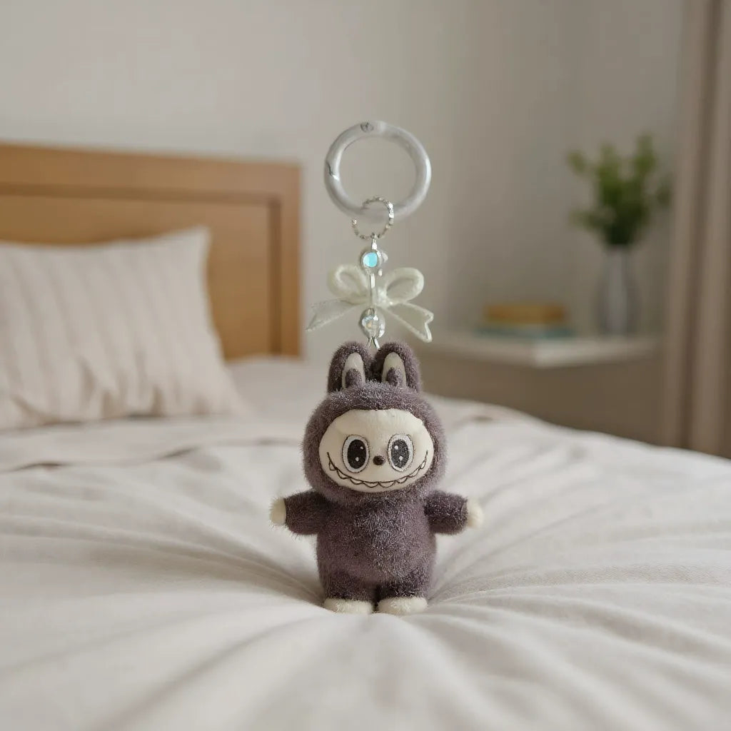 Labubu Crystal Bow Charm Keychain Plush Keychain