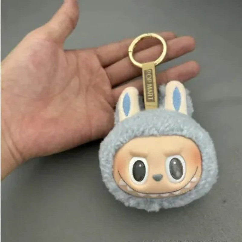 Labubu Gen 1 Macaron Big Head Keychain Blue Plush Keychain