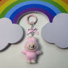Labubu Crystal Bow Charm Keychain Pink Plush Keychain