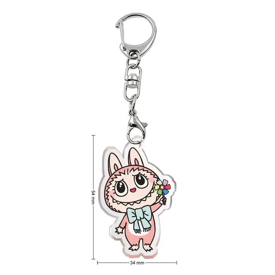 Labubu Flat Friends 2D Keychain Acrylic Keychain