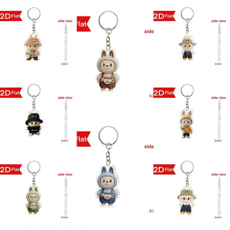 Labubu Flat Friends 2D Keychain Acrylic Keychain