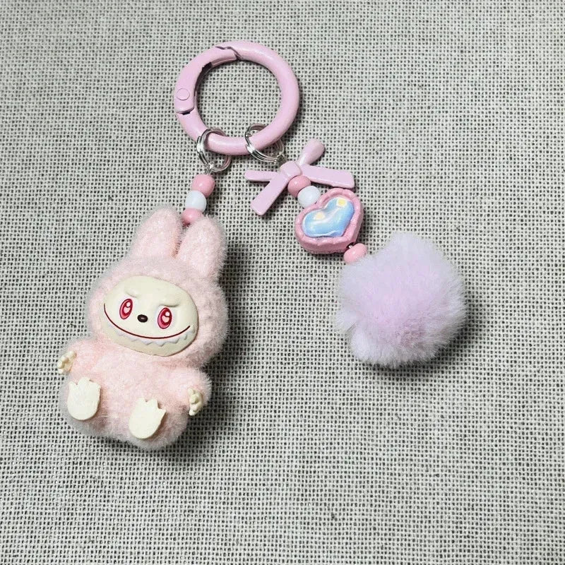 Labuboo Pom Pom Fluff Keychain Peach 3D Keychain
