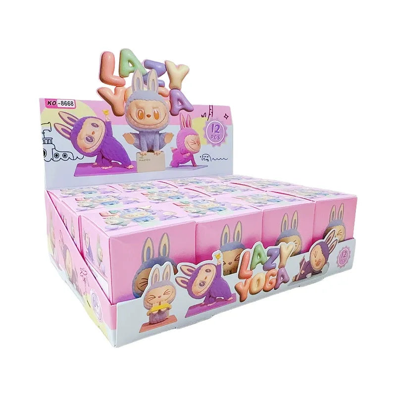 Labubu Mini Lazy Yoga Flocked Blind Box Action Figure
