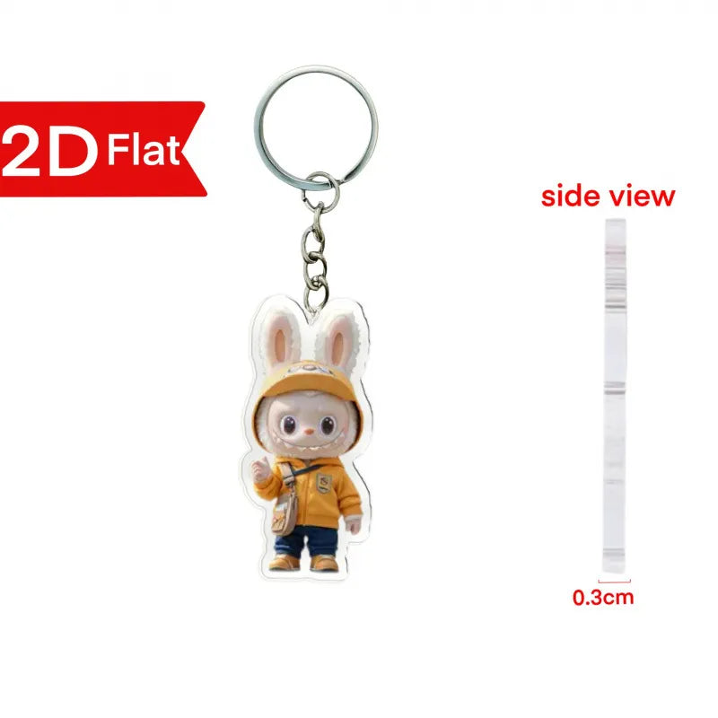 Labubu Flat Friends 2D Keychain Acrylic Keychain