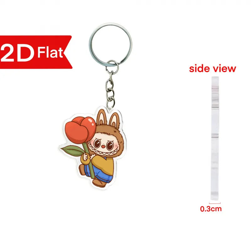 Labubu Flat Friends 2D Keychain Acrylic Keychain