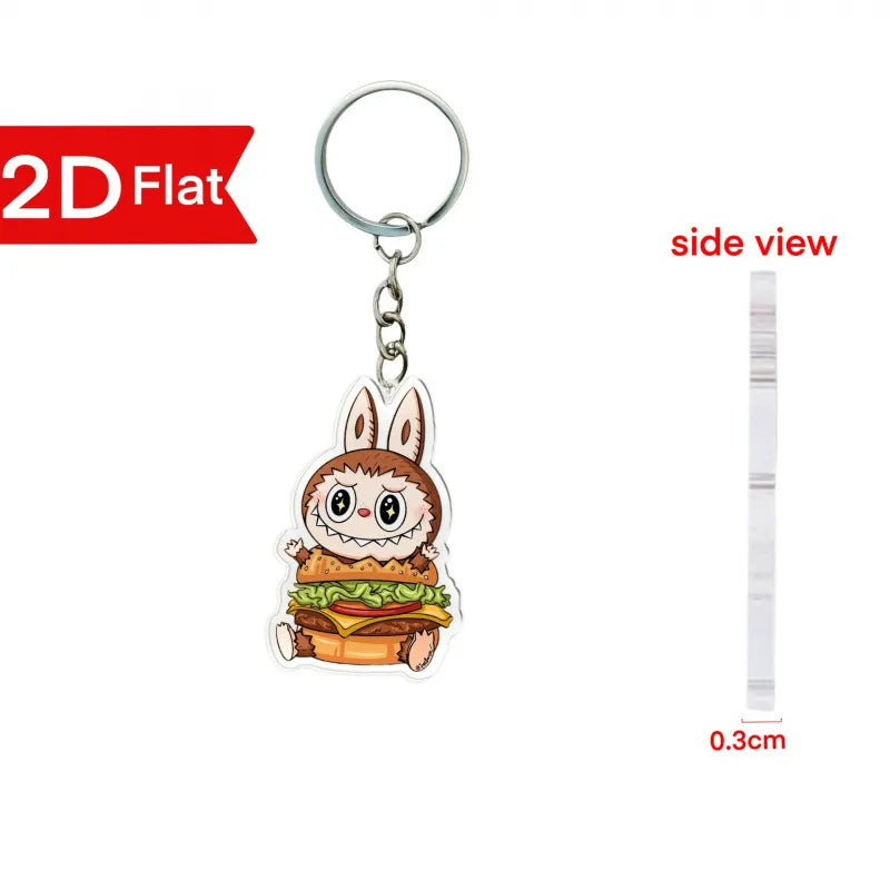 Labubu Flat Friends 2D Keychain Acrylic Keychain
