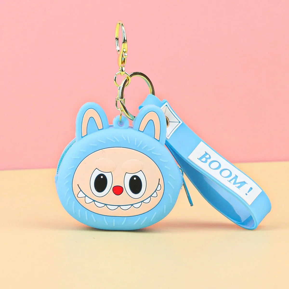 Grinning Labubu Boom Coin Purse Light Blue Coin Purse