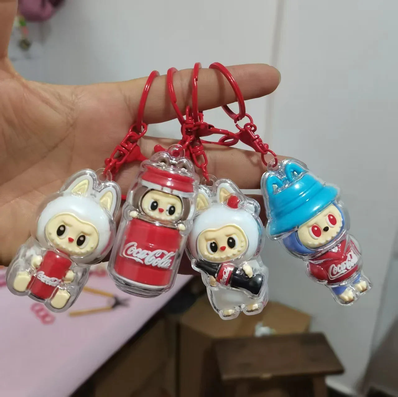 Labubu Cola Squad Blind Box Keychain With Case 3D Keychain
