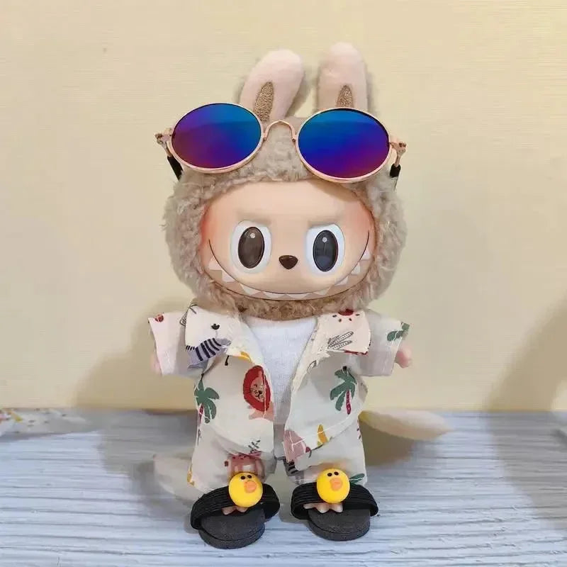 Handmade Hawaii Beach Labubu Outfit Beige Doll Outfit