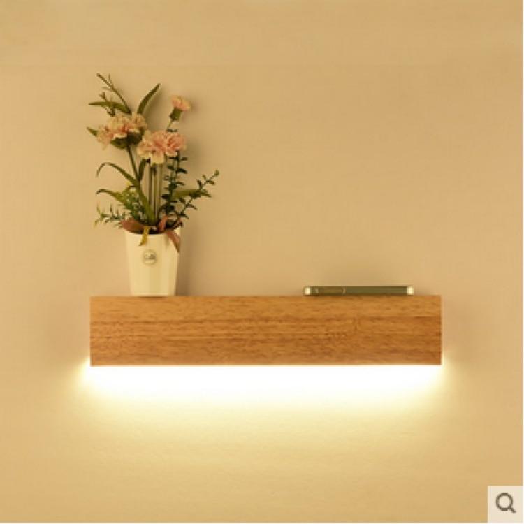 Calarbo™ Eliana - Modern Wood Oak Shelf & Lamp Light