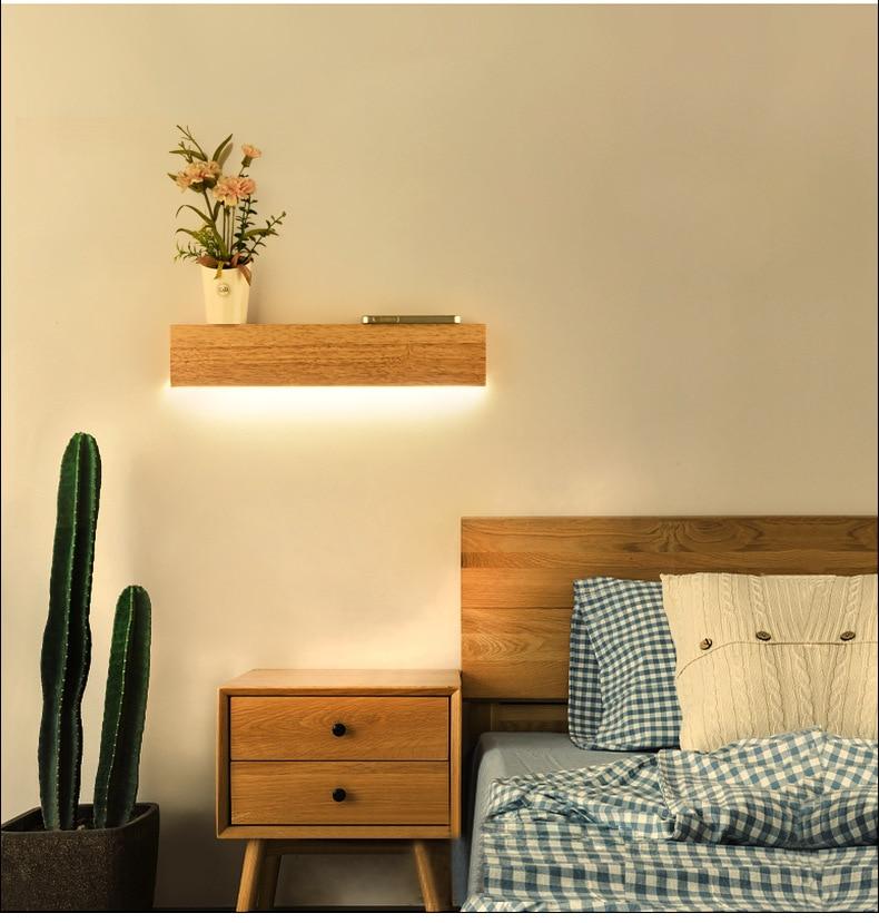 Calarbo™ Eliana - Modern Wood Oak Shelf & Lamp Light