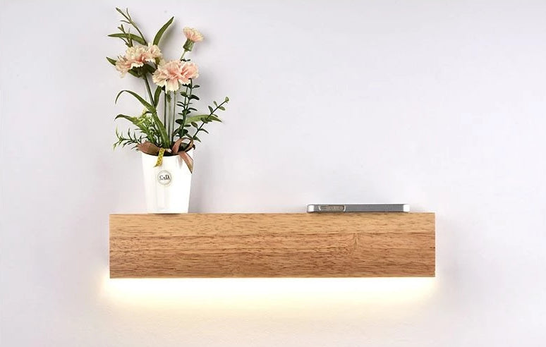 Calarbo™ Eliana - Modern Wood Oak Shelf & Lamp Light