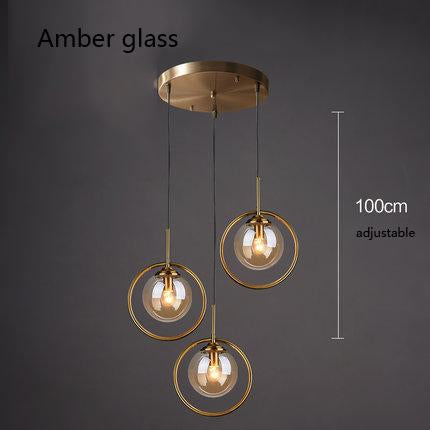 Calarbo™ Silvana - Modern Ring Pendant Light Amber Glass - Uneven 3 Bulbs
