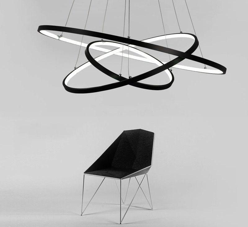 Calarbo™ Indoor Modern Circular Ring Chandelier Black Chandelier