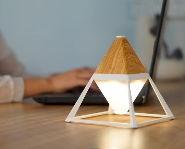 Calarbo™ Pyramid Touch Activated Diamond Lamp Light Wood Light