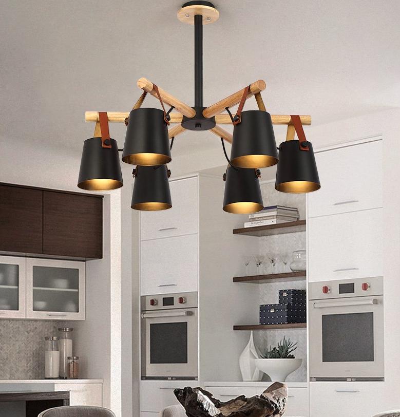 Calarbo™ Modern Nordic Drop Down Pendant Chandelier Black 6 Chandelier