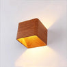 Calarbo™ Modern LED Up Down Cube Wall Lamp Wood Finish Light