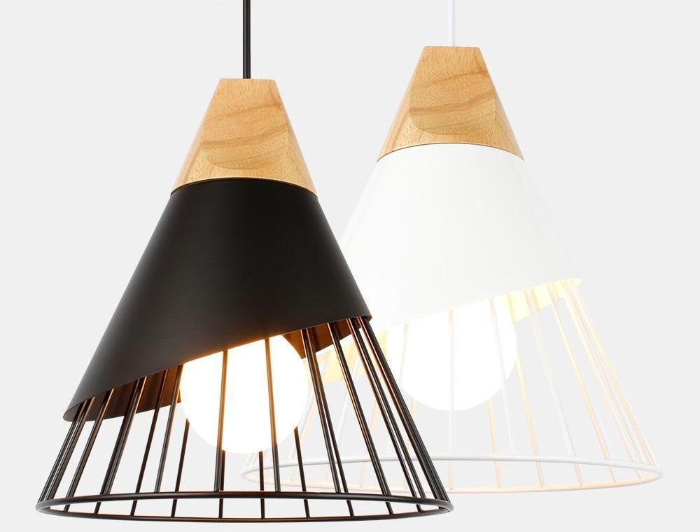 Calarbo™ Wooden Base Iron Cage Hanging Nordic Lamp Light