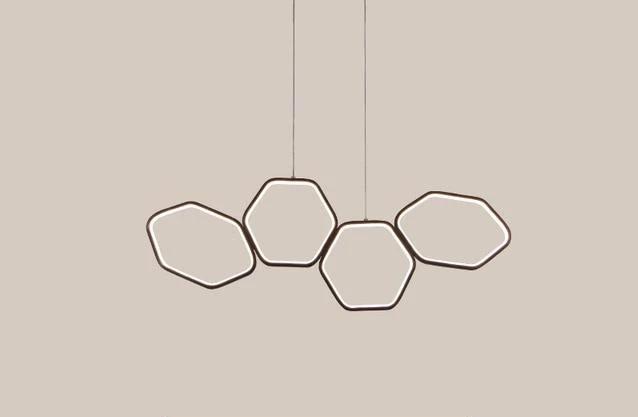 Calarbo™ Jocasta - Art Deco LED Geometric Chandelier Coffee Small - 32.5" Chandelier