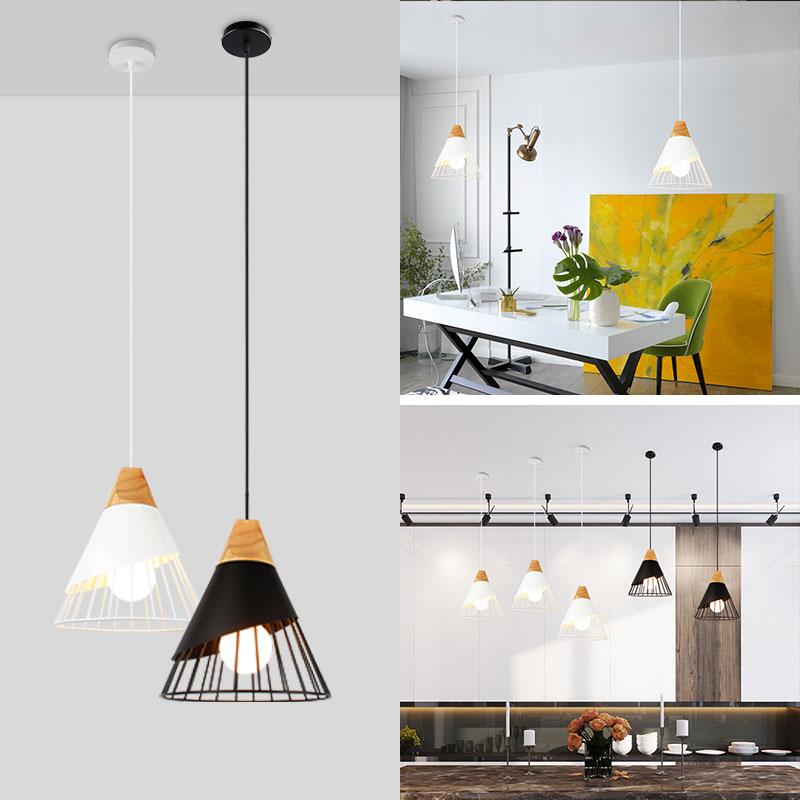 Calarbo™ Wooden Base Iron Cage Hanging Nordic Lamp Light