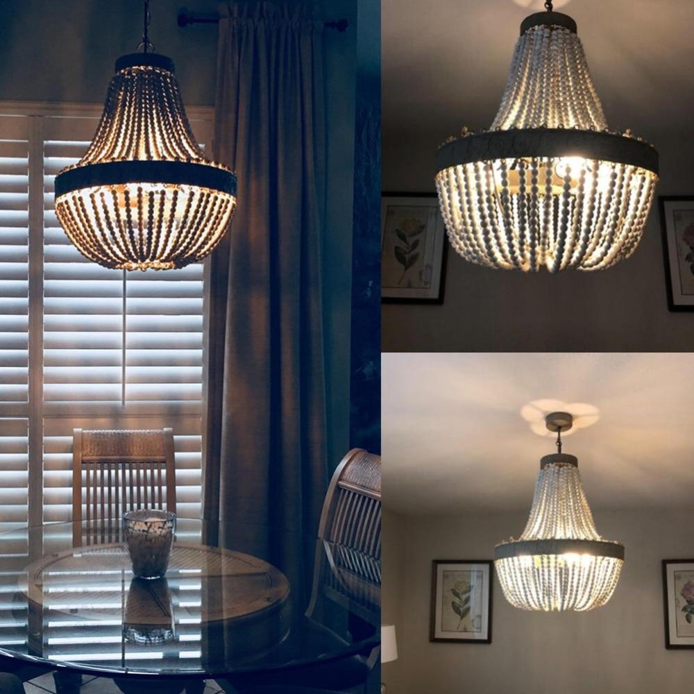 Calarbo™ Metis - Vintage Wooden Beaded Round Chandelier Chandelier