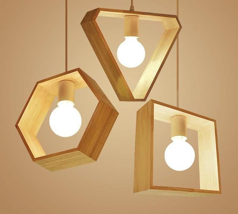 Calarbo™ Geometric Hanging Wooden Lights Light