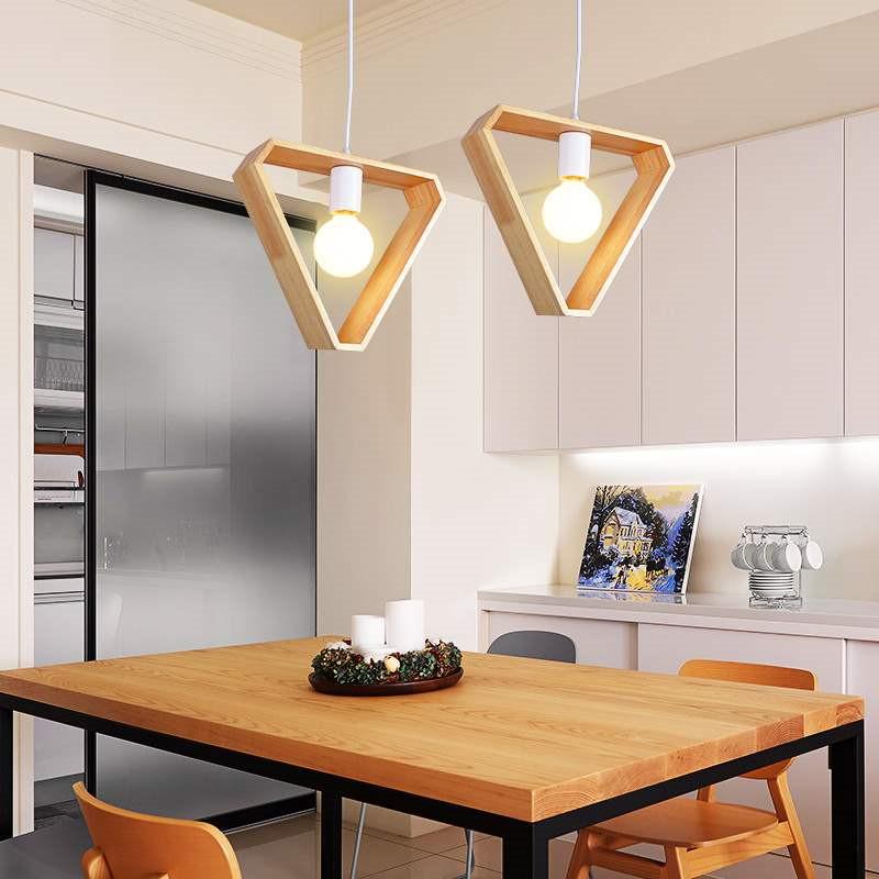 Calarbo™ Geometric Hanging Wooden Lights Triangular Light