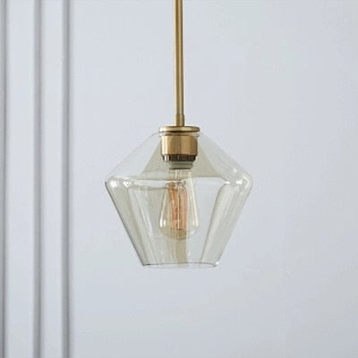 Calarbo™ Meriall - Hanging Glass Pendant Lamp Clear Small - 9" x 8.5" Light