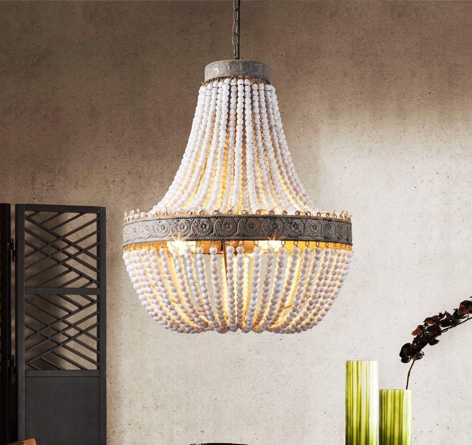 Calarbo™ Metis - Vintage Wooden Beaded Round Chandelier Chandelier
