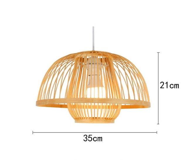 Calarbo™ Calico - Bamboo Pendant Hanging Light Round Lantern 8" x 14" Light